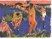 Ernst Ludwig Kirchner Four bathers oil